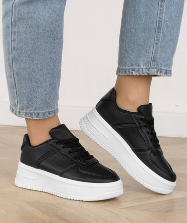 CZARNE TRAMPKI SNEAKERSY SPORTOWE NA PLATFORMIE MICHIE