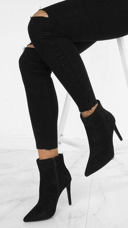 CZARNE ZAMSZOWE BOTKI NA SZPILCE iRiN