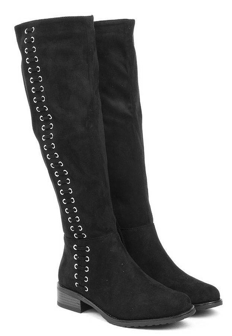 CZARNE ZAMSZOWE KOZAKI Z WIĄZANIEM JANIS 2