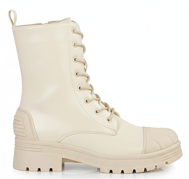 BEŻOWE OCIEPLANE BOTKI TRAPERY EKOSKÓRA LAUREN 1