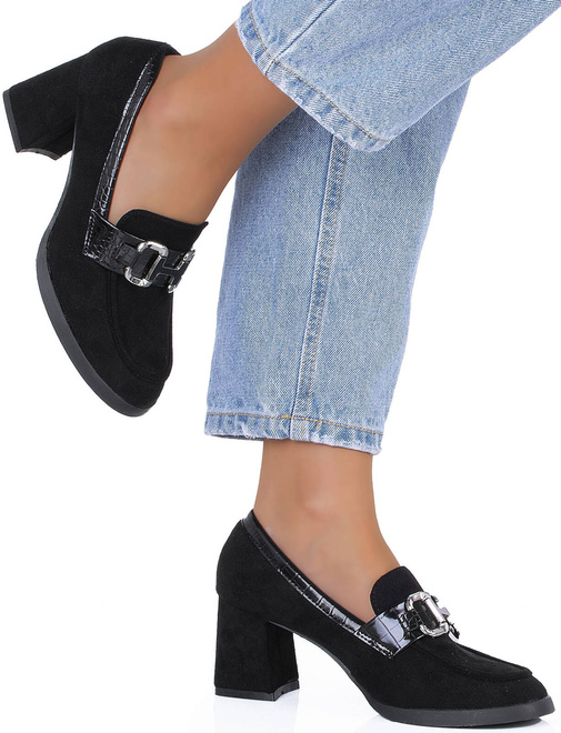 CZARNE PÓŁBUTY NA GRUBYM SŁUPKU KLASYCZNE ADRIEL 2