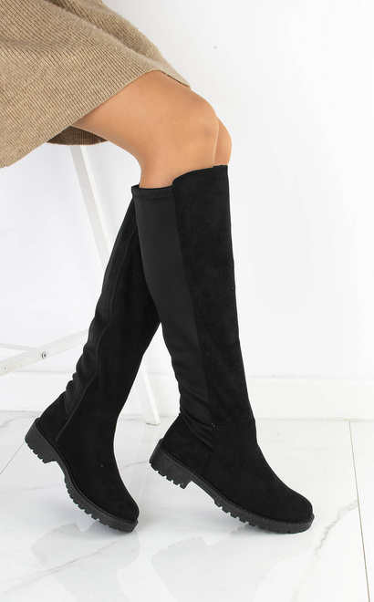 CZARNE ZAMSZOWE KOZAKI ZA KOLANO OFICERKI 7