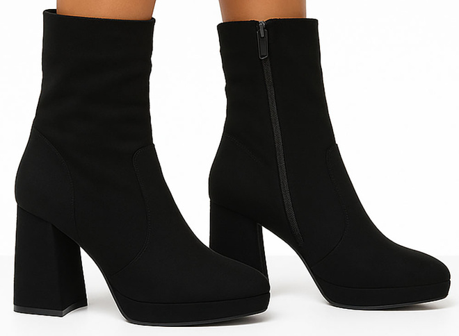 CZARNE OCIEPLANE DAMSKIE BOTKI NA SŁUPKU ZAMSZOWE BRITA 2