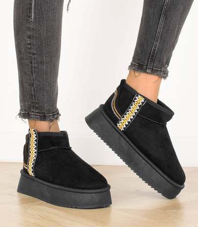 CZARNE OCIEPLANE ŚNIEGOWCE BOTKI PLATFORMA LUCILLA