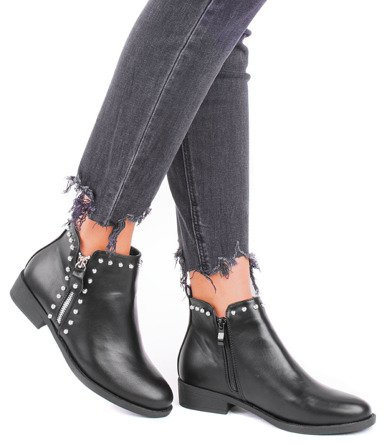 CZARNE BOTKI Z DŻETAMI EKO SKÓRA BELA