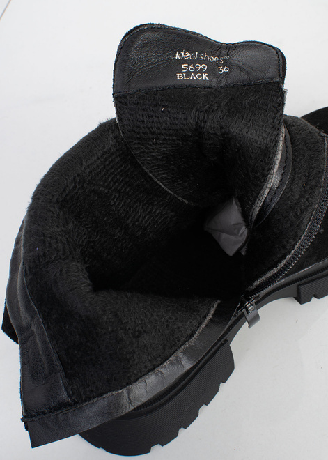 DAMSKIE CZARNE ZAMSZOWE BOTKI TRAPERY OCIEPLANE EVELORA 7