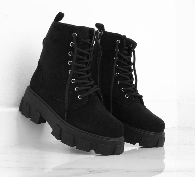 CZARNE ZAMSZOWE BOTKI TRAPERY 6