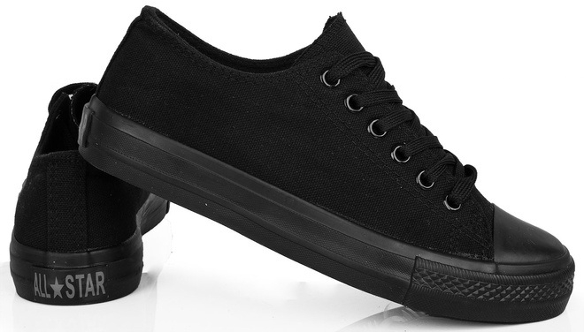 DAMSKIE KLASYCZNE CZARNE TRAMPKI TENISÓWKI 2