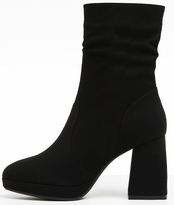 CZARNE OCIEPLANE DAMSKIE BOTKI NA SŁUPKU ZAMSZOWE ZAMEK 3