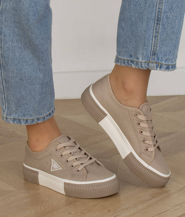 DAMSKIE BEŻOWE SNEAKERSY SPORTOWE TRAMPKI KHAKI AUSTYN