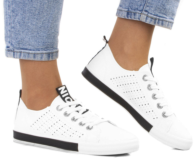 BIAŁE TRAMPKI DAMSKIE TENISÓWKI AŻUROWE MEDISON 4