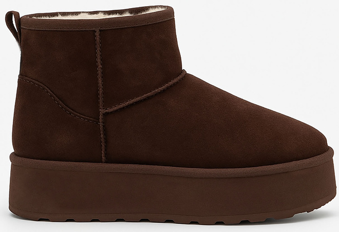 BRĄZOWE OCIEPLANE ŚNIEGOWCE BOTKI NA PLATFORMIE COFFEE 1