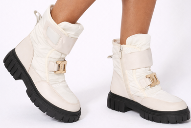 BEŻOWE ŚNIEGOWCE BOTKI  OCIEPLANE NA PLATFORMIE