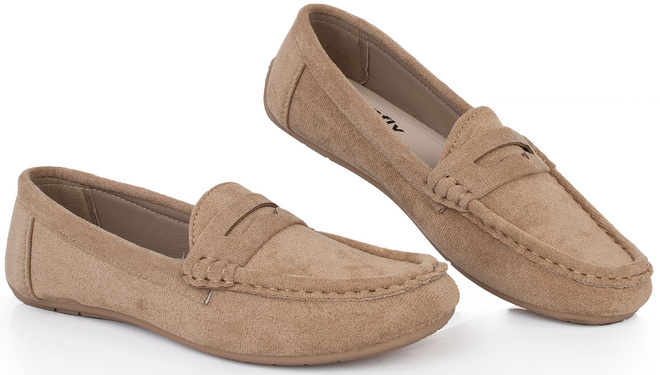 BEŻOWE MOKASYNY ZAMSZOWE DAMSKIE WSUWANE DESIRE 2