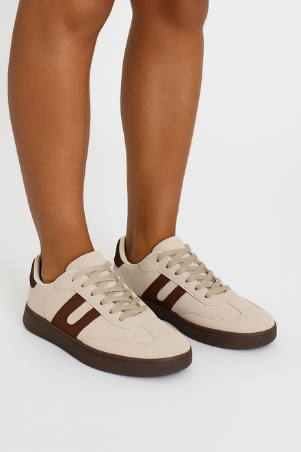 BEŻOWE DAMSKIE SNEAKERSY TRAMPKI ZAMSZOWE SZNUROWANE BEAR 4