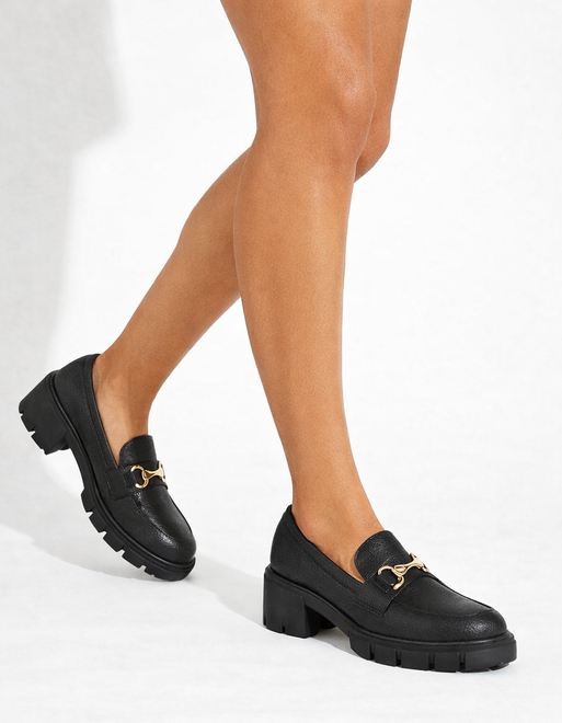 CZARNE PÓŁBUTY MOKASYNY MATOWE Z ŁAŃCUCHEM WSUWANE 6