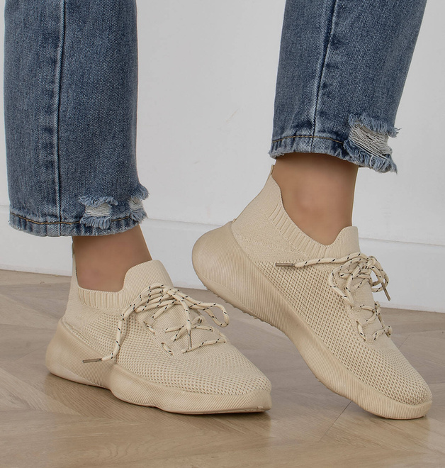 BEŻOWE DAMSKIE SNEAKERSY SPORTOWE TRAMPKI KAMALI 6