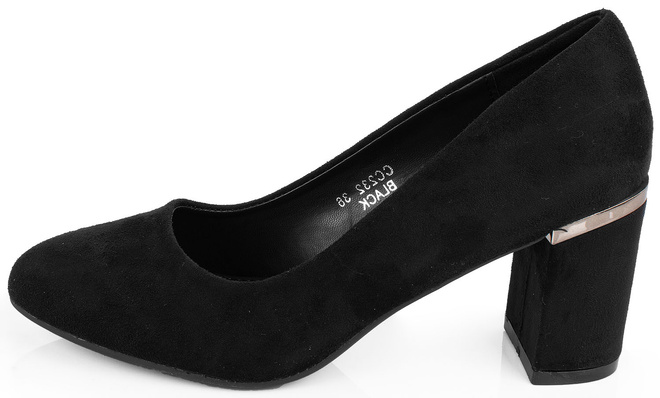 CZARNE KLASYCZNE CZÓŁENKA ZAMSZOWE NA SŁUPKU LUKA 3