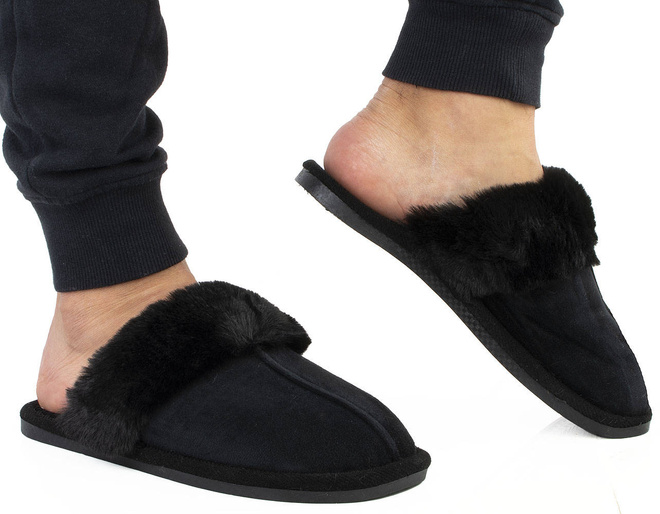 CZARNE MĘSKIE OCIEPLANE KAPCIE KLAPKI 2