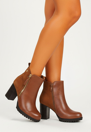 CAMEL DAMSKIE BOTKI NA SŁUPKU SKÓRZANE NA ZAMEK FUFI