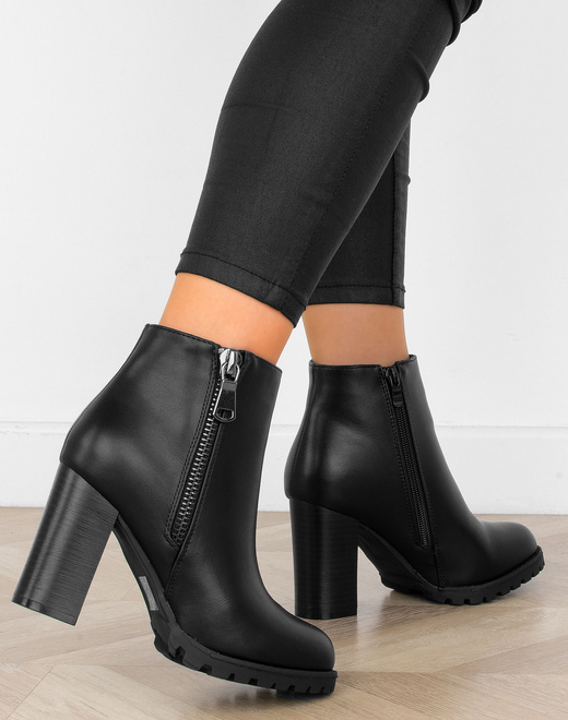 CZARNE DAMSKIE BOTKI NA SŁUPKU SKÓRZANE NA ZAMEK GART 6