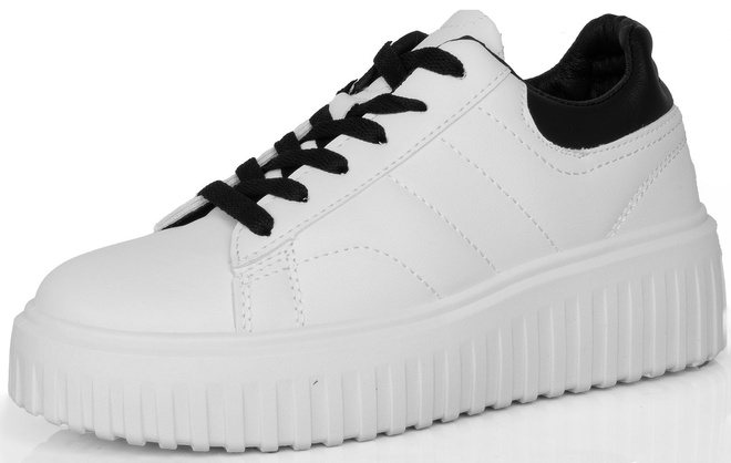 BIAŁE SNEAKERSY TRAMPKI KLASYCZNE NA PLATFORMIE TRICK 3