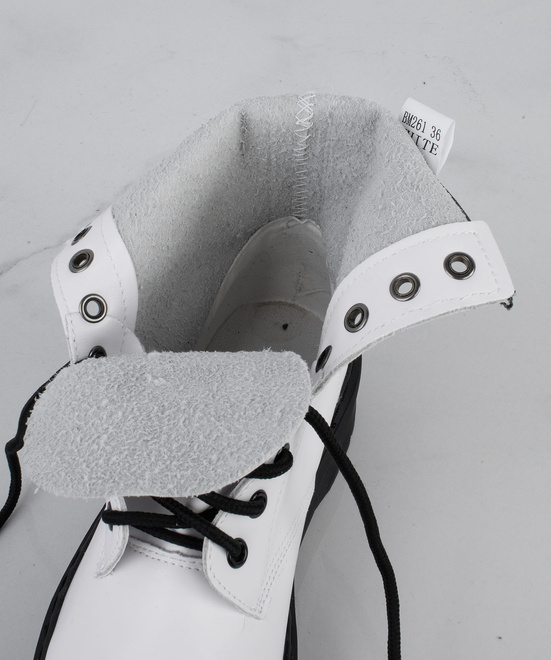 DAMSKIE BIAŁE BOTKI SKÓRZANE TRAPERY SZNUROWANE GLANY ALVA 5