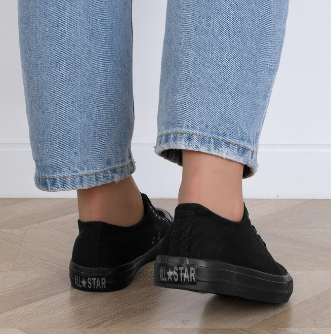 DAMSKIE KLASYCZNE CZARNE TRAMPKI TENISÓWKI 8