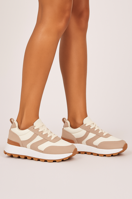 DAMSKIE BEŻOWE SNEAKERSY SPORTOWE TRAMPKI ECLER 2