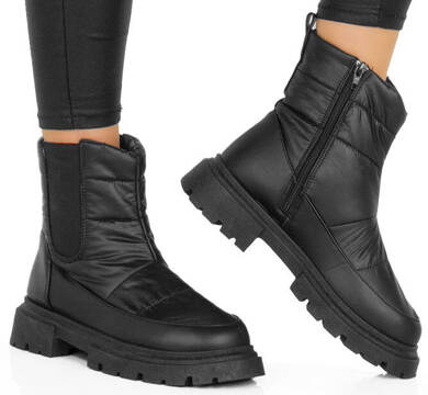 CZARNE ŚNIEGOWCE BOTKI  OCIEPLANE NA PLATFORMIE