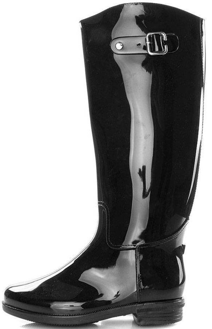 CZARNE WYSOKIE BŁYSZCZĄCE KALOSZE 4