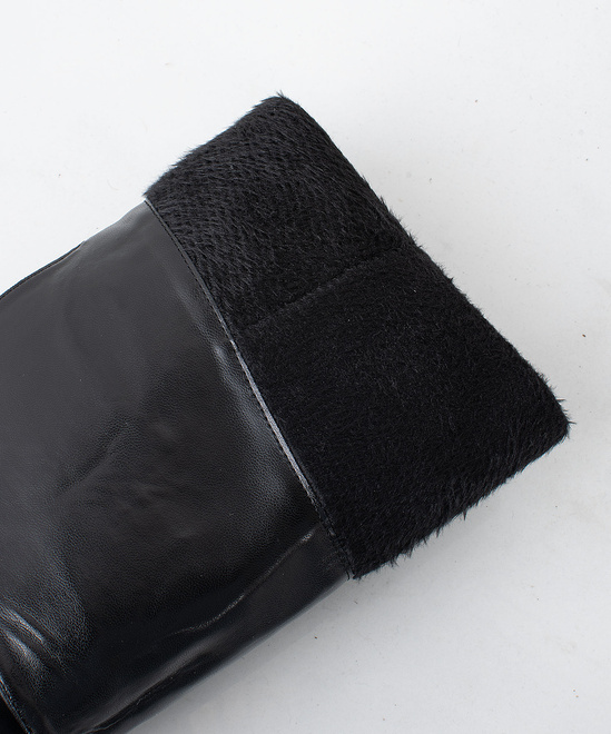 CZARNE DAMSKIE KOZAKI SKÓRZANE OCIEPLANE KLAMRA 6