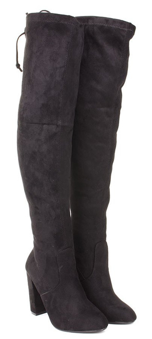 CZARNE ZAMSZOWE KOZAKI ZA KOLANO RAMONA