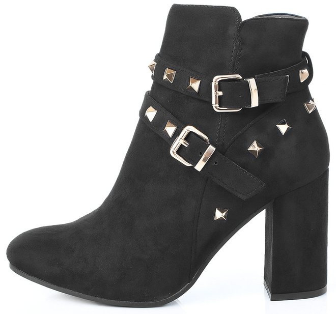 CZARNE DAMSKIE BOTKI NA SŁUPKU ZAMSZOWE OCIEPLANE ZINGE 3