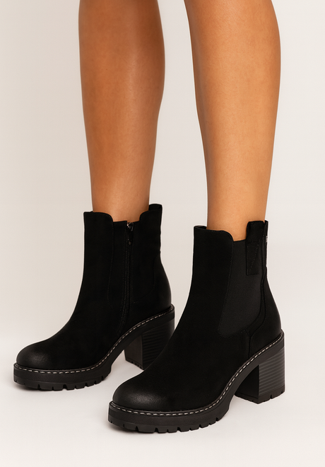 DAMSKIE CZARNE ZAMSZOWE BOTKI TRAPERY OCIEPLANE LAVENA 7
