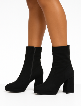 CZARNE OCIEPLANE DAMSKIE BOTKI NA SŁUPKU ZAMSZOWE BRITA