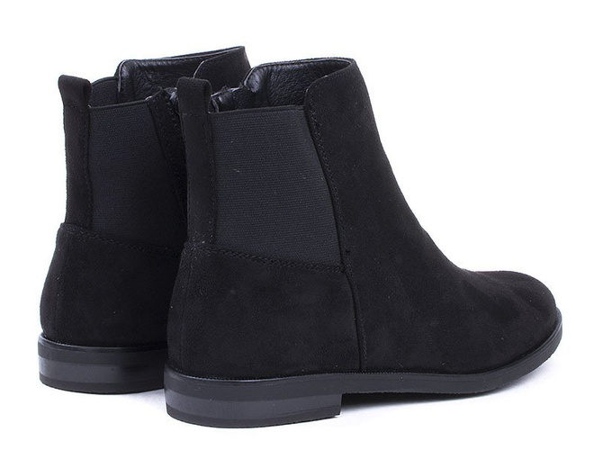 CZARNE OCIEPLANE ZAMSZOWE BOTKI Z GUMĄ MENDES