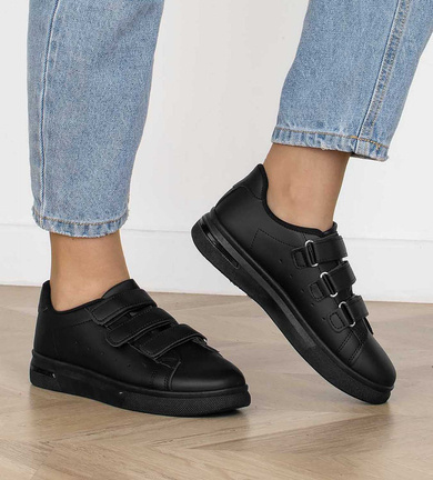CZARNE SNEAKERSY SPORTOWE NA RZEPY DAMSKIE