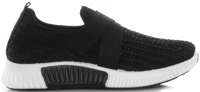 CZARNE WSUWANE BUTY SPORTOWE Z CYRKONIAMI TANERA 1