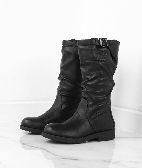 CZARNE SKÓRZANE KOZAKI MERLI