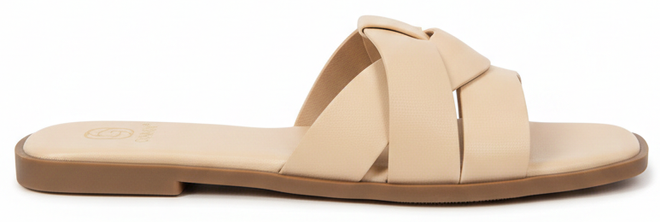 BEŻOWE KLASYCZNE KLAPKI WSUWANE DAMSKIE SKÓRZANE 1