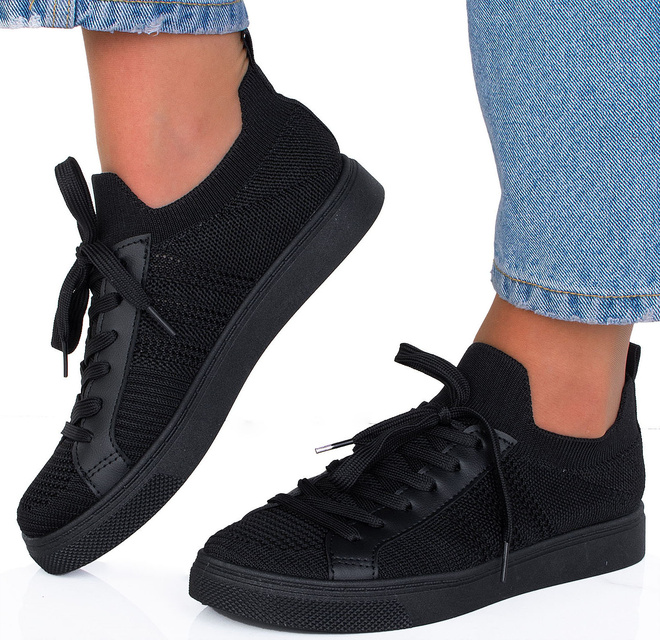 CZARNE TENISÓWKI AŻUROWE SZNUROWANE ODETTE 4