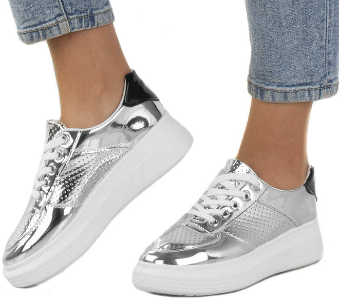 SREBRNE SPORTOWE SNEAKERSY LUZILA 4