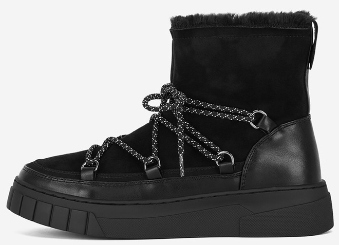 CZARNE OCIEPLANE ŚNIEGOWCE BOTKI PLATFORMA WSUWANE RISELDA 3