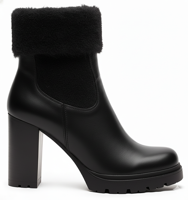  SKÓRZANE CZARNE BOTKI NA OBCASIE NA SŁUPKU OCIEPLANE BIGI 1