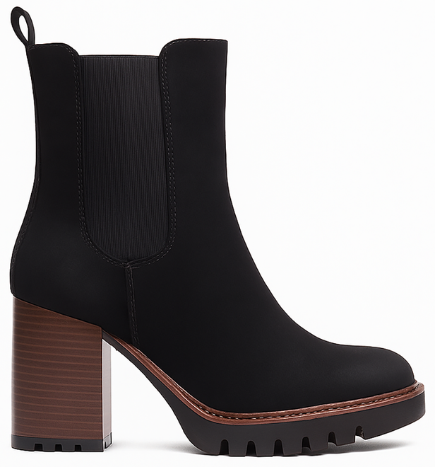 CZARNE ZAMSZOWE BOTKI SZTYBLETY KLASYCZNE NA SŁUPKU 1