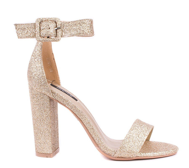 ZŁOTE BROKATOWE SANDAŁY NA SŁUPKU MADALEINE 1