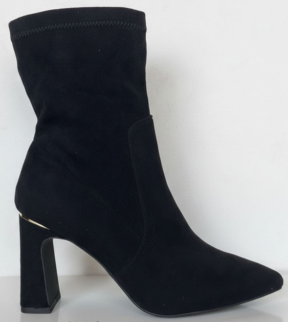 CZARNE DAMSKIE BOTKI NA SŁUPKU ZAMSZOWE OCIEPLANE LOPS 1