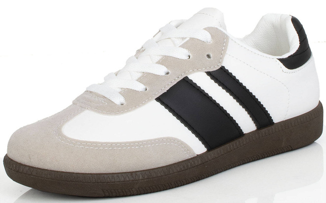 BIAŁE SNEAKERSY TRAMPKI WSTAWKI SKÓRZANE SPORTOWE SANDRA 3