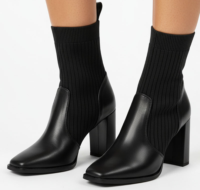 CZARNE SKÓRZANE BOTKI  ELASTYCZNA CHOLEWKA WSUWANE ETNARIA 4